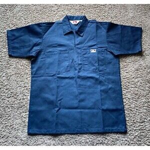 Ben Davis Work Shirt Men's Size Medium 1/4 Zip Navy Blue Front Pockets Workwear